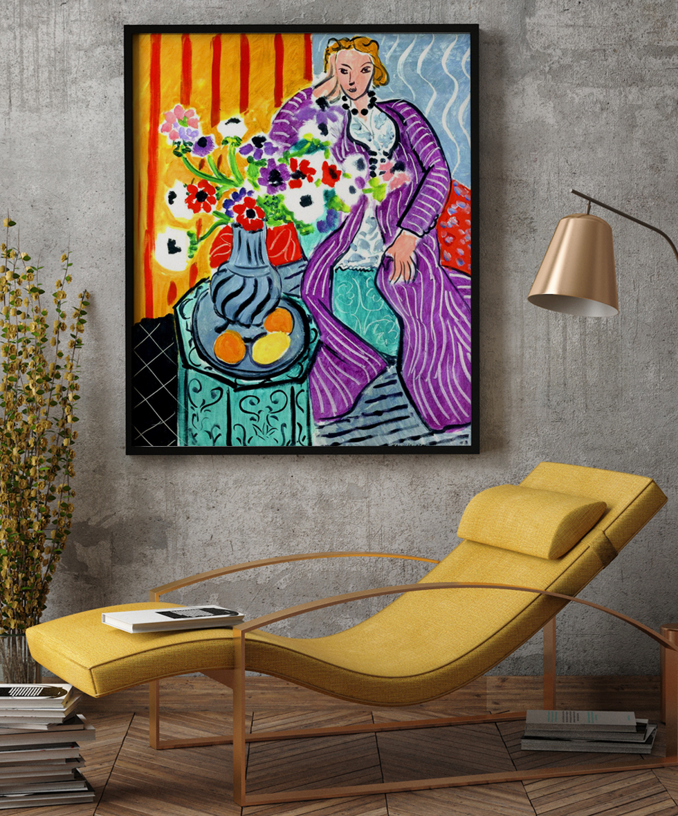Matisse, Robe Violette Et Anémones dans une pièce