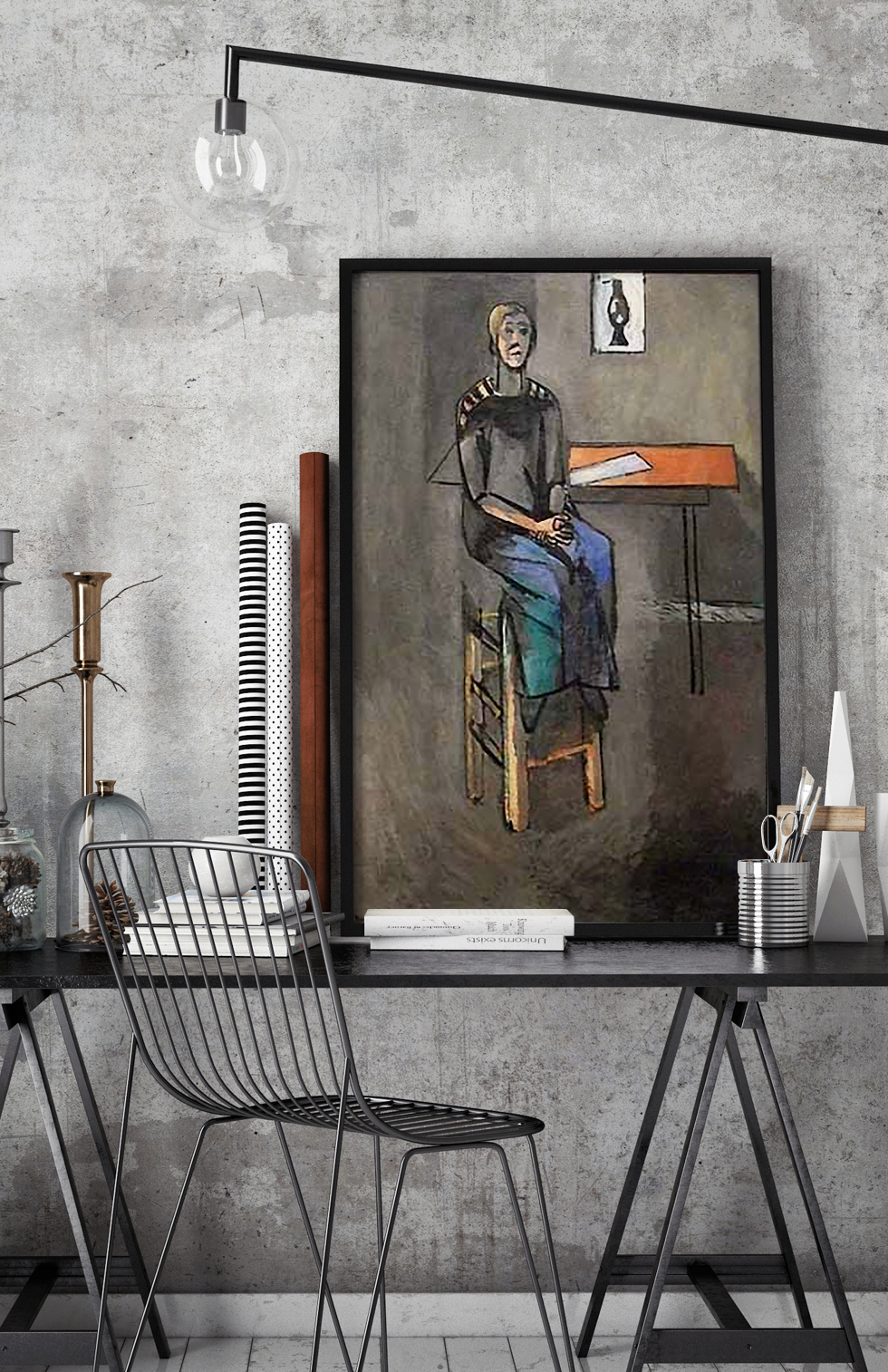 Matisse, Femme Sur Un Haut Tabouret dans une pièce