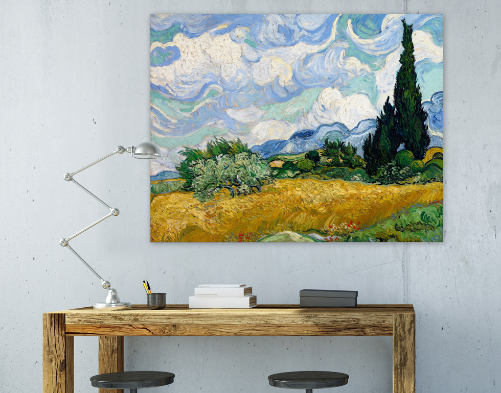 Vincent van Gogh, Champ de blé avec cyprès dans une pièce